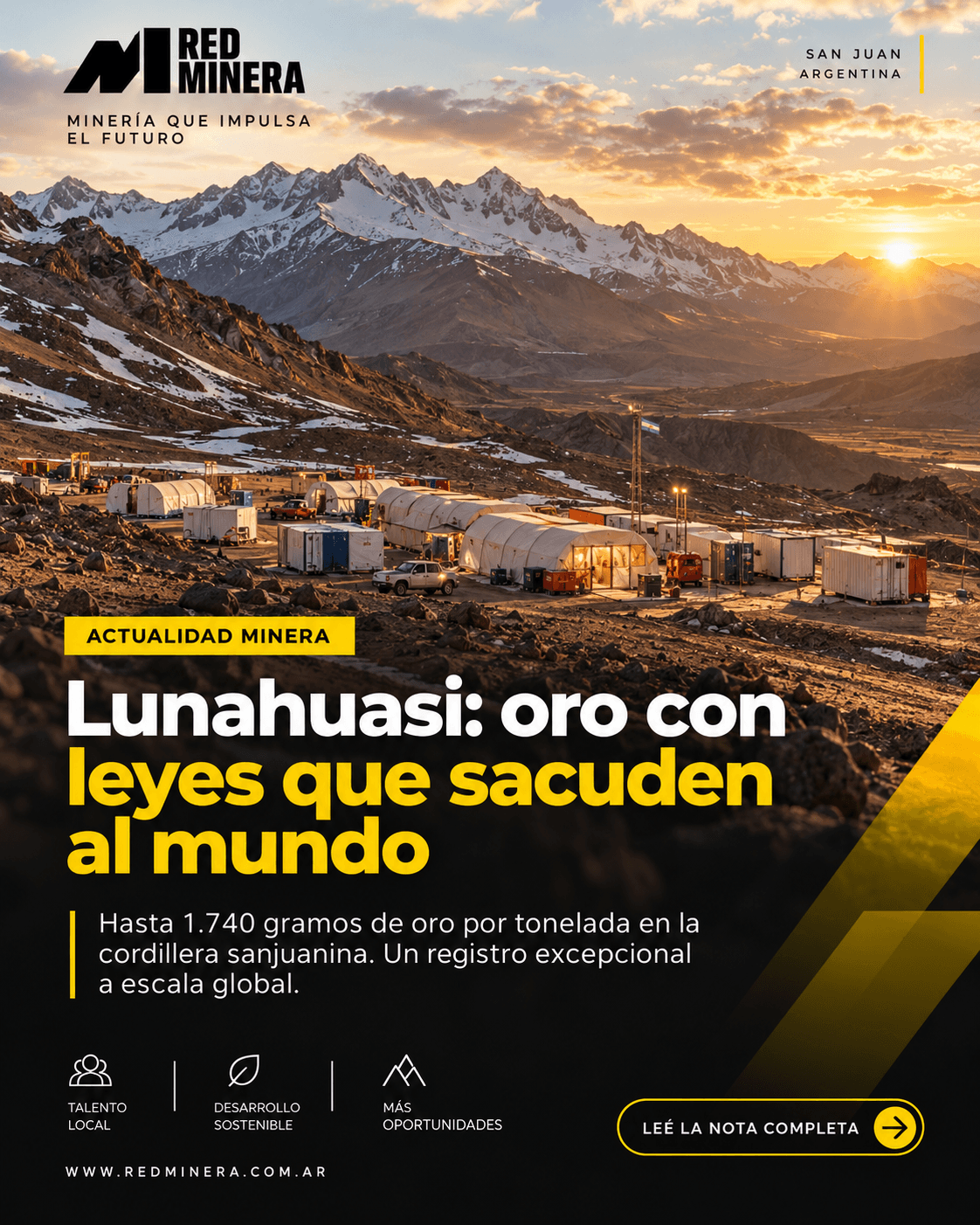 Lunahuasi: oro con leyes que sacuden al mundo