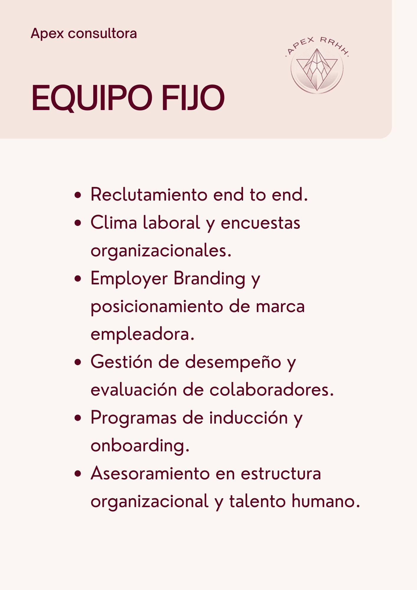 Servicios de RRHH - Equipo Fijo